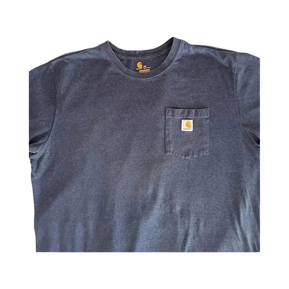 Carhartt Men’s Classic T-Shirt Blue Steele Pocket Size 2XL - Picture 3 of 6